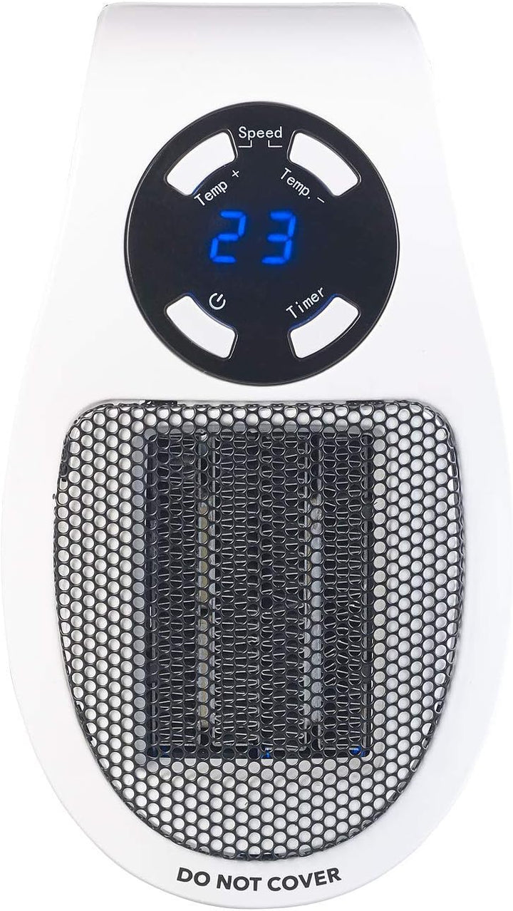 Sichler Haushaltsgeräte Steckdosenheizung: Steckdosen-Keramik-Heizlüfter mit Thermostat, Timer, Disp