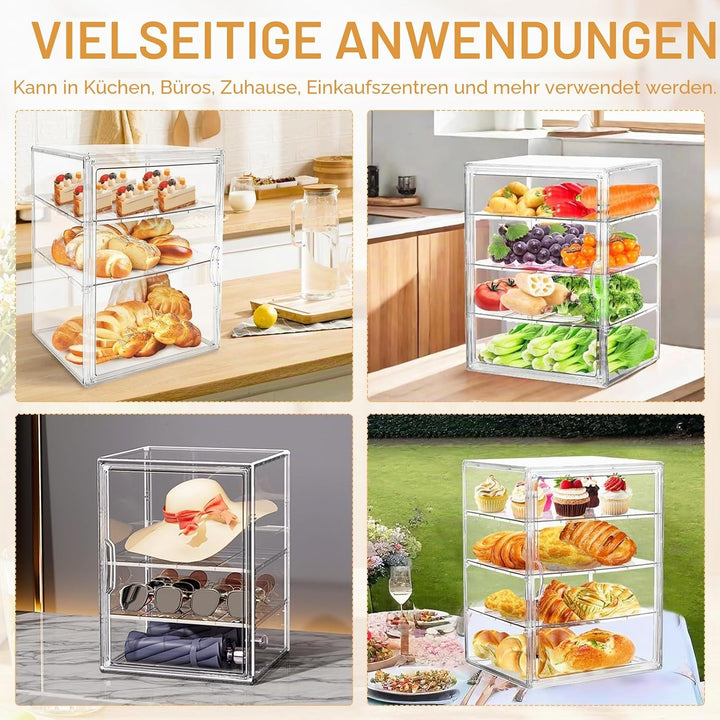 Brotkasten, 4 Schichten Einstellbar Brotaufbewahrungsbox Acrylbox mit Magnettür Grosse Kapazität Bro