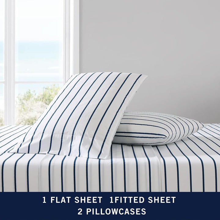 Nautica Bettwäsche-Set für Doppelbett, Baumwoll-Perkal-Bettwäsche-Set, frisch und kühl, leicht und a