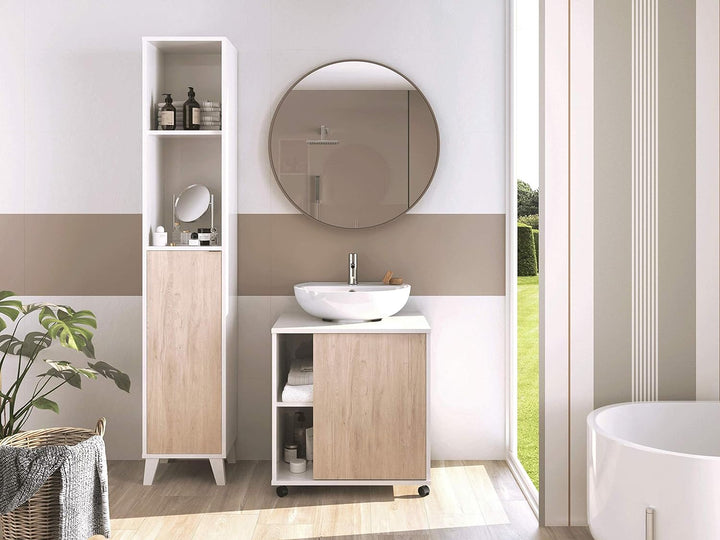 MUEBLES PITARCH Sintra Möbelstück zum Abdecken von Waschbecken, Holzwerkstoff, Kombination Weiss und