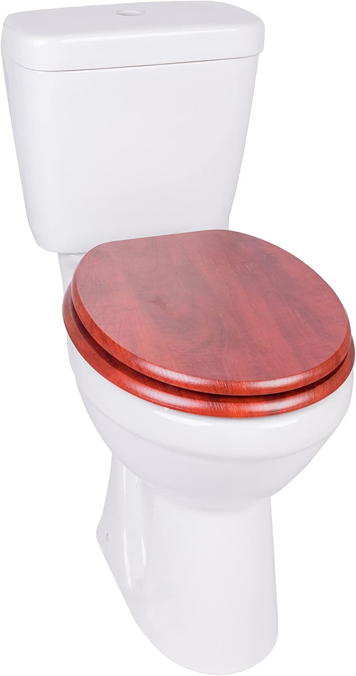 WC Sitz mit Absenkautomatik, Klobrille mit Absenkautomatik und Schnellverschluss, MDF Holzker, Stabi