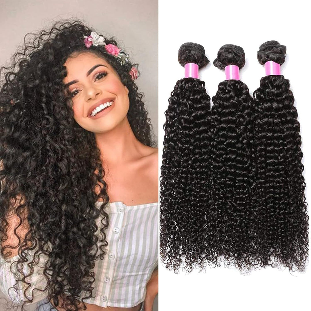 RICHAIR Human Hair Bundles, Curly Wave 3 Bundles, 24 Inches (60.96 cm), Human Hair Brazilian Curly H