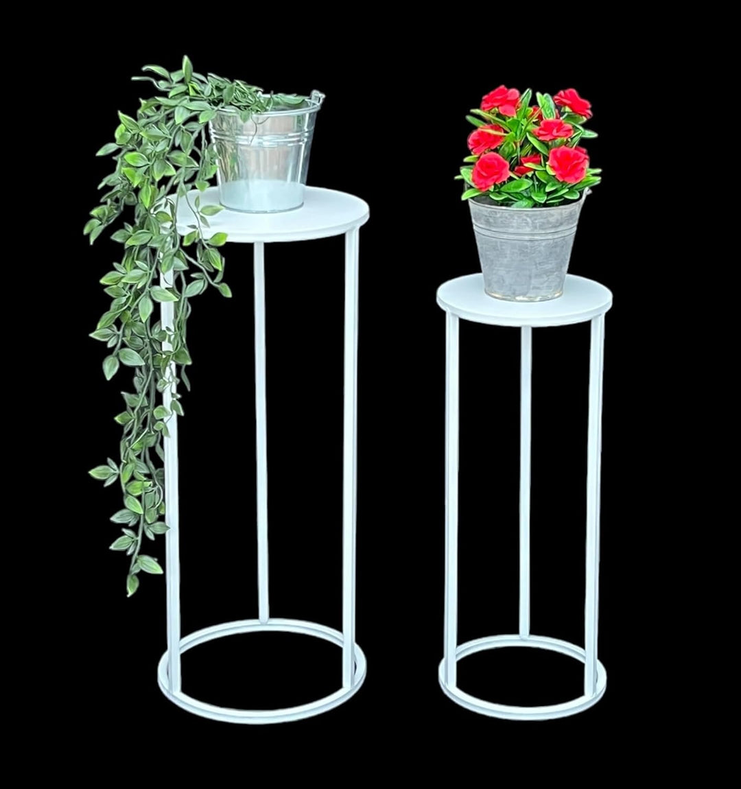 DanDiBo Blumenhocker Metall Weiss Rund Blumenständer Beistelltisch 96483 2er Set Blumensäule Modern