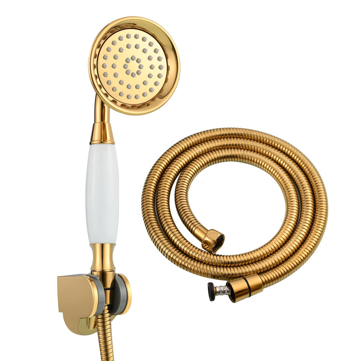 CIENCIA Duschkopf Messing Handbrause Hochdruck Duschbrause 1/2 zoll Gold Handbrause mit Schlauch und