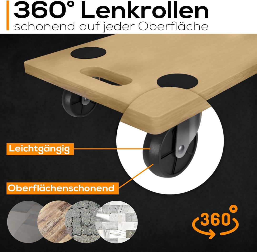 Tronitechnik® Rollbrett TT-RB 02 Set (2 Stück) Transportroller rutschfest je 200 kg Tragfähigkeit,Mö