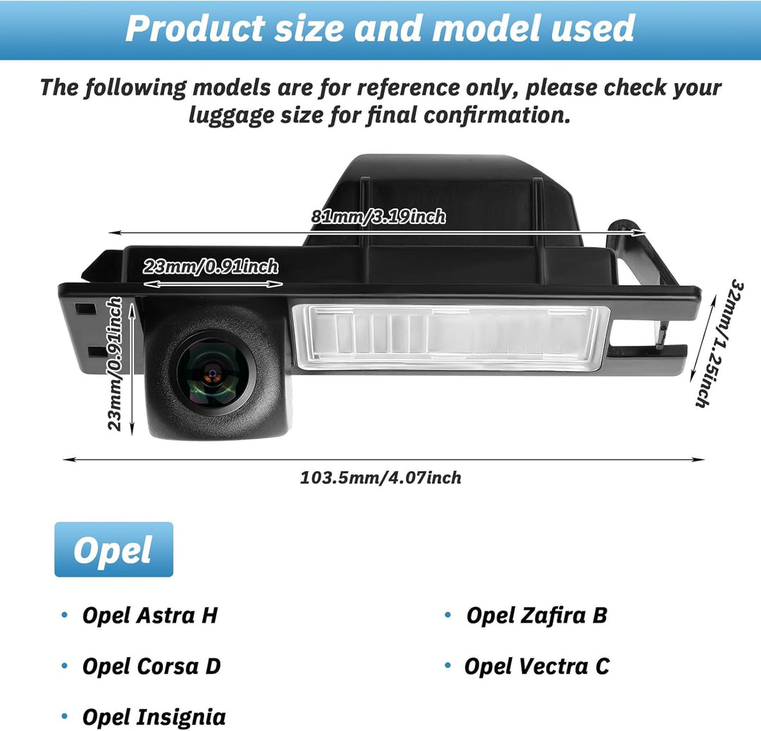 Auto Rückfahrkamera für Opel Astra H/Opel Zafira B/Corsa D/Vectra C/Insignia 170 Grad Weitwinkel Aut