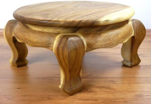 livasia Runder Opiumtisch, Beistelltisch, Massivholztisch, Nachttisch, Podest Natur 50cm, Natur 50cm