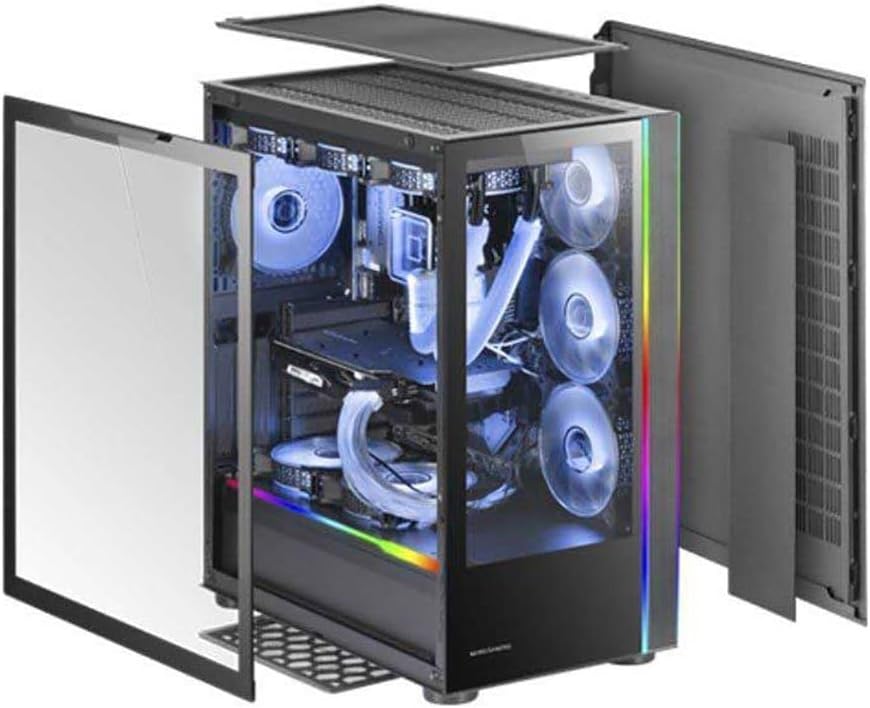 Mars Gaming MC-Ultra Schwarz, Gehäuse Custom XXL E-ATX, Dual ARGB LED-Streifen, Dual Gehärtete Glasf