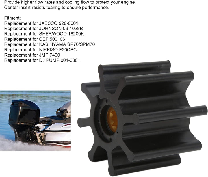 Yctze Marine Impeller 920‑0001,8 Blatt Wasserpumpen Impeller Aussenbordmotor Zubehör für JABSCO/für