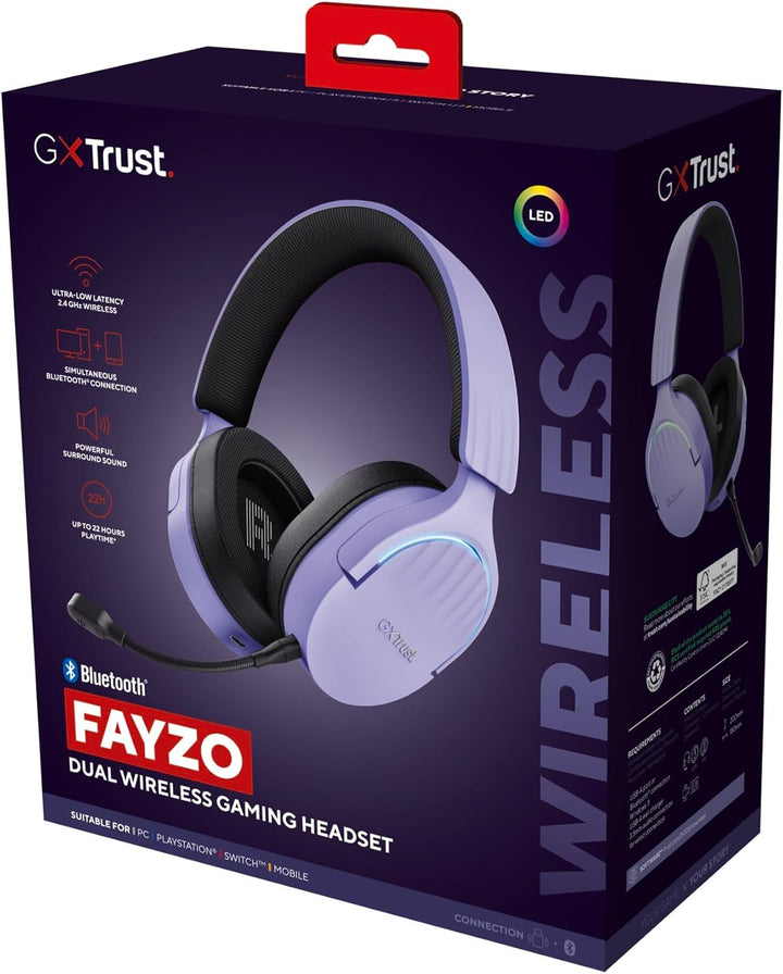 Trust Gaming GXT 491P Fayzo Gaming Headset Bluetooth + 2.4 GHz, 7.1 Surround Sound, 22H Akkulaufzeit