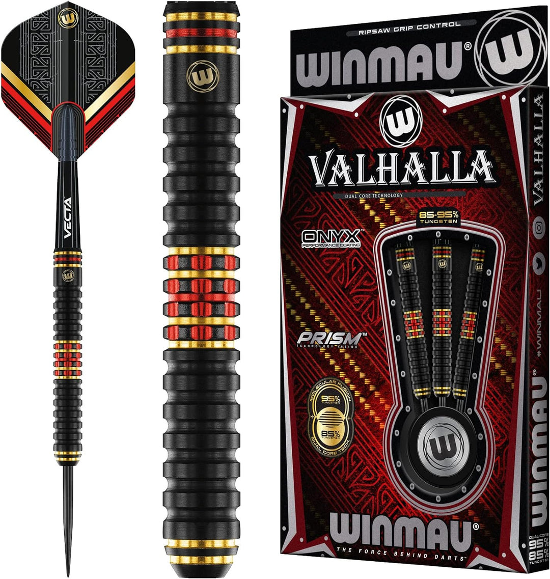WINMAU Valhalla Profi Stahlspitze Wolfram Dartpfeile mit Flüge und Stiele (Wellen) 22g Steeltip, 22g