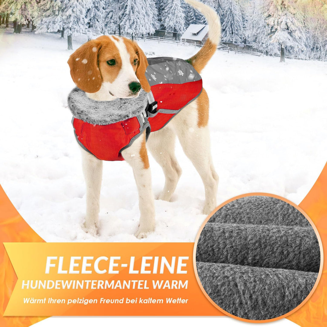 Eyein Hundemantel Winter mit Geschirr, Wasserfest Winddicht Reflektierend XS Rot, XS Rot