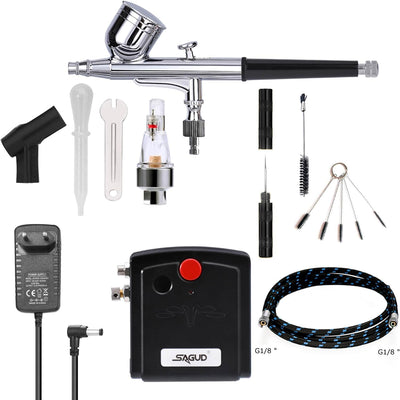 Sagud Mini Airbrush Kit mit tragbarem Airbrush Kompressor Schwerkraft gespeist mit doppeltwirkender