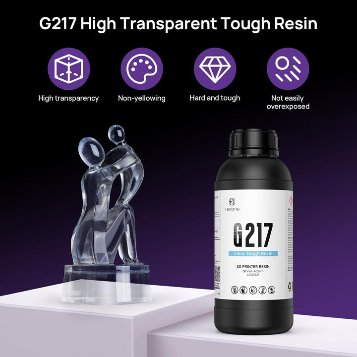 RESIONE G217 Transparentes 3D Pinter Resin, ABS-Like 3D Ducker Resin für DLP MSLA LCD 3D-Druck,Nicht