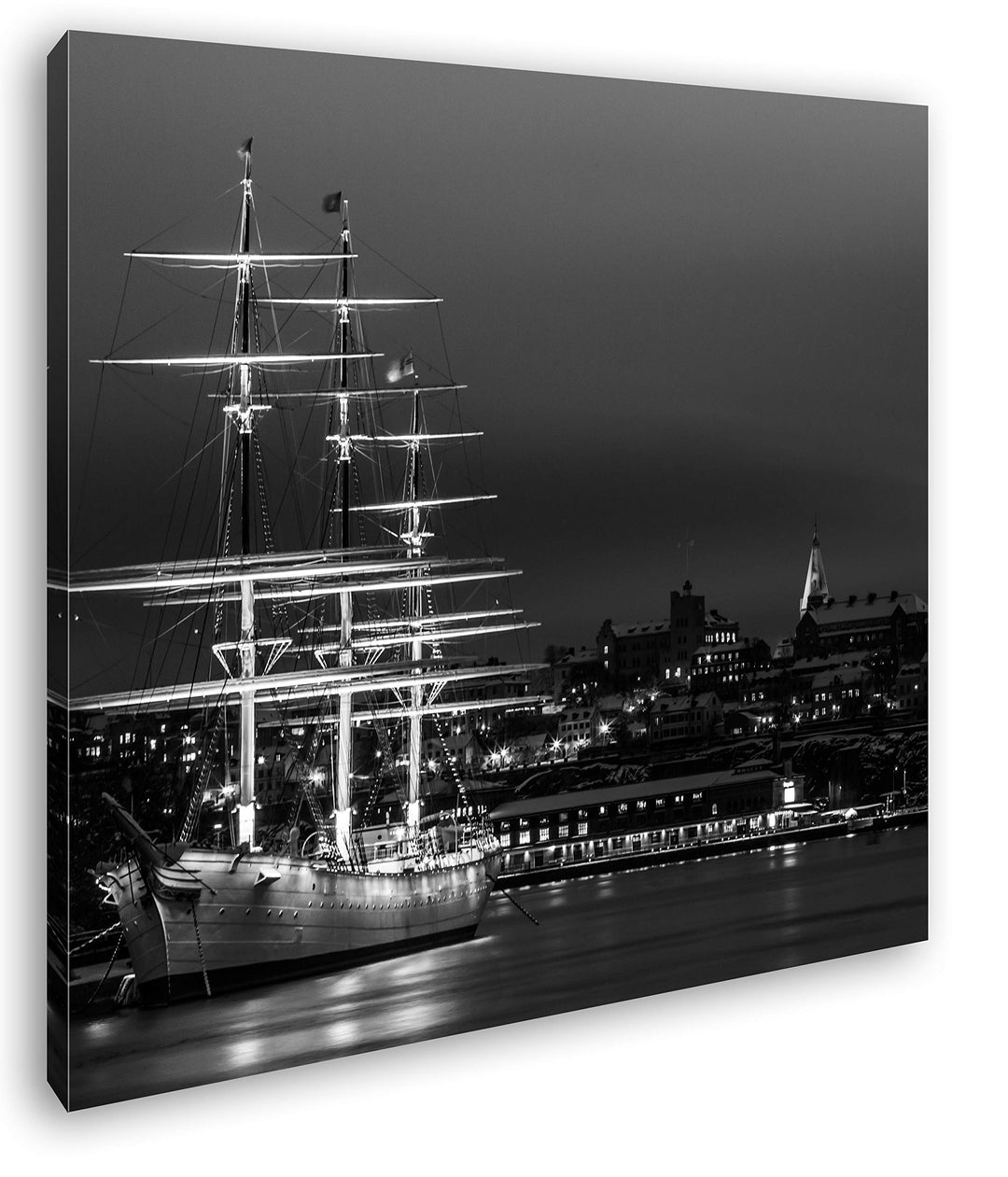 deyoli Segelboote im Hafen von Stockholm Format: 70x70 Effekt: Schwarz&Weiss als Leinwandbild, Motiv