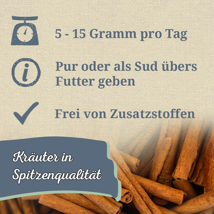 Krauterie Ceylon Zimt Pulver für Pferde in Spitzenqualität (1000 g) - Artgerechtes Einzelfuttermitte