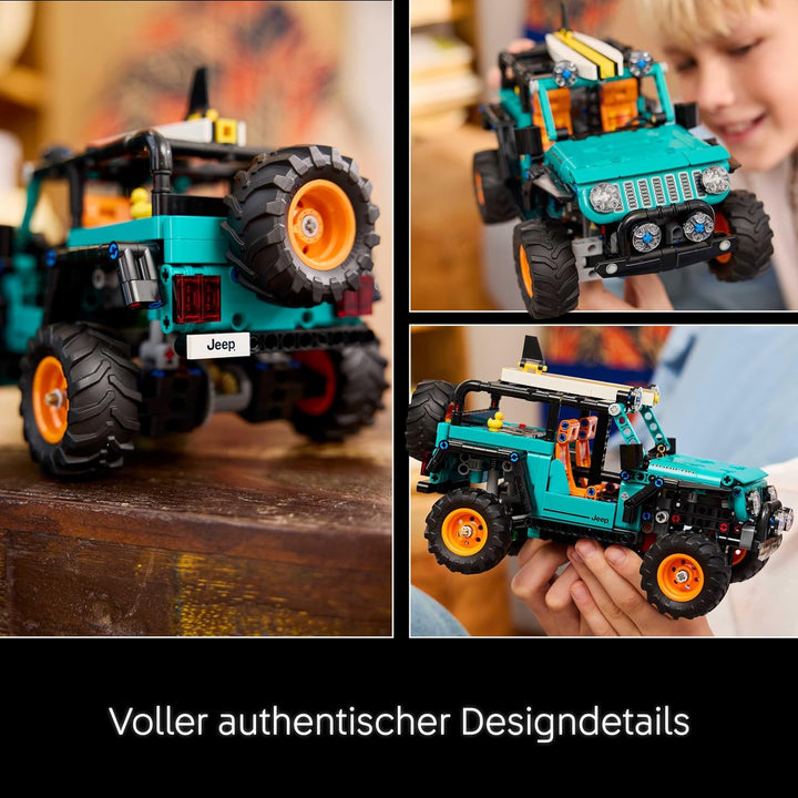 LEGO Technic Jeep Wrangler Rubicon Geländewagen - Off-Road Spielzeug Fahrzeug Modellbau mit V6-Motor