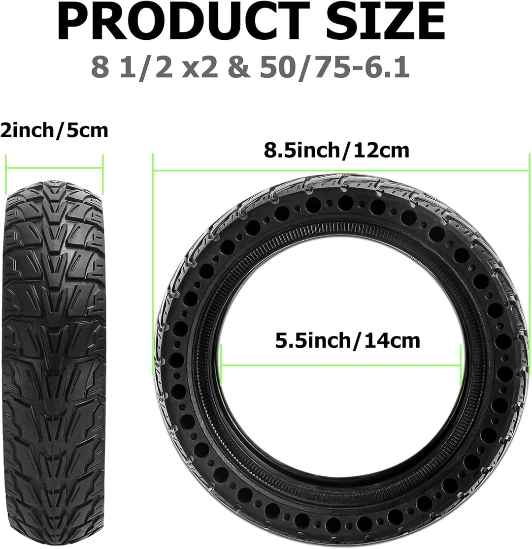 BABEJIA 2 Stück Reifen 50/75-6.1 Scooter, E Scooter Reifen 8 1/2 x2 Vollgummi, 8,5 Zoll Vollgummirei