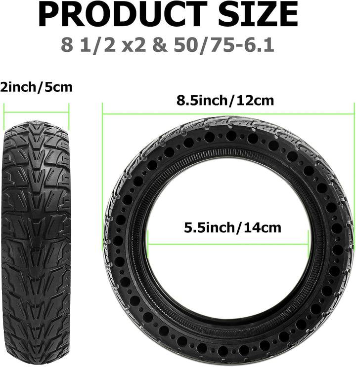 BABEJIA 2 Stück Reifen 50/75-6.1 Scooter, E Scooter Reifen 8 1/2 x2 Vollgummi, 8,5 Zoll Vollgummirei