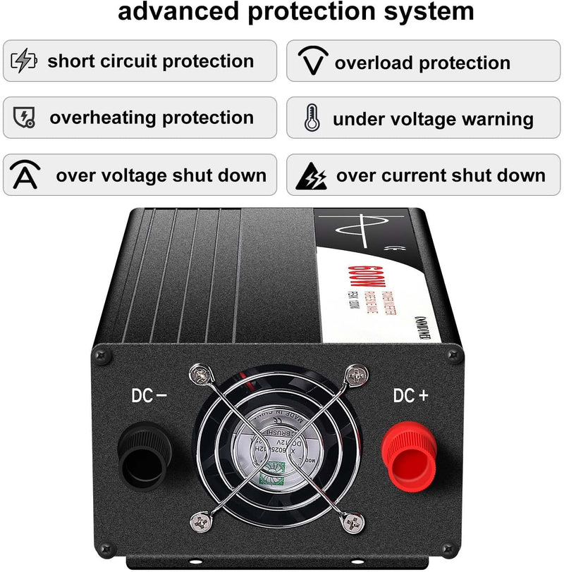 wechselrichter 12v auf 230v Reiner Sinus 600w 50HZ Spannungswandler mit Fernbedienung & Doppel-Digit
