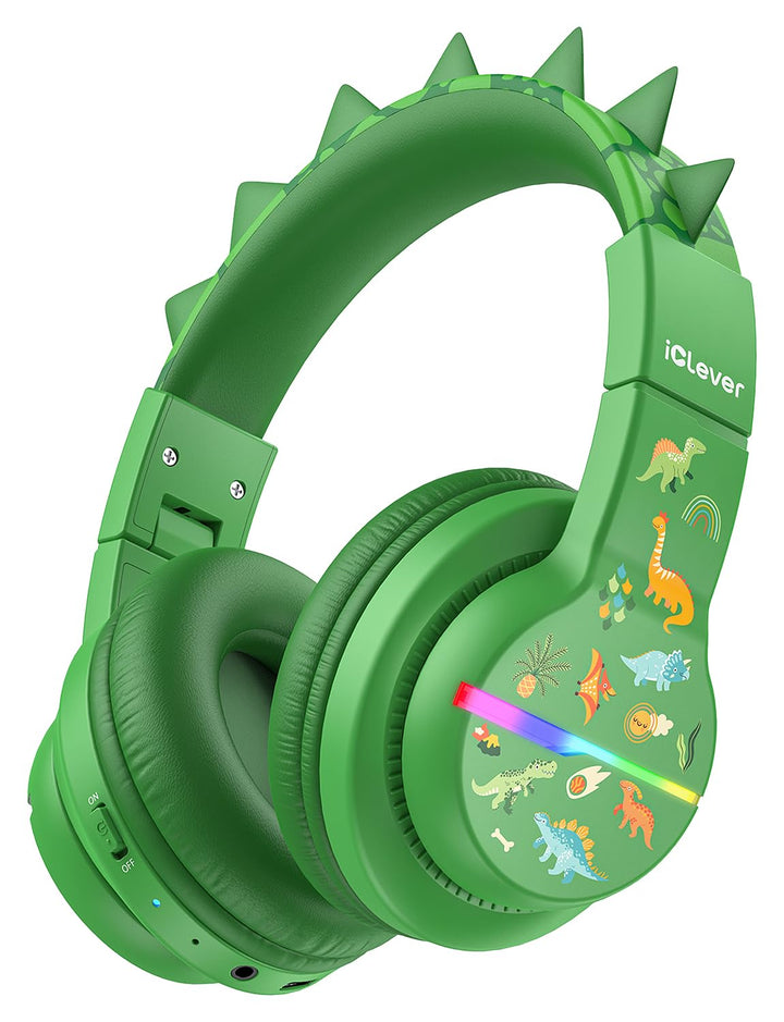 iClever Bluetooth Kinder Kopfhörer, Farbige LED-Leuchten, Kinderkopfhörer Over-Ear mit 74/85dBA Laut