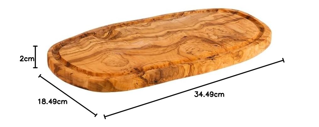APS 1021 Servierbrett "OLIVE", 34,5 x 18,5 cm, Höhe 2 cm, mit Saftrille, Olivenholz, naturbedingte A