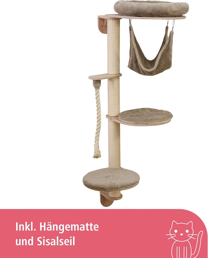 Kerbl Pet Katzenkratzbaum Dolomit Grappa, Katzenliegeplatz, zur Wandmontage, Taupe, 80x66x158cm, Sis