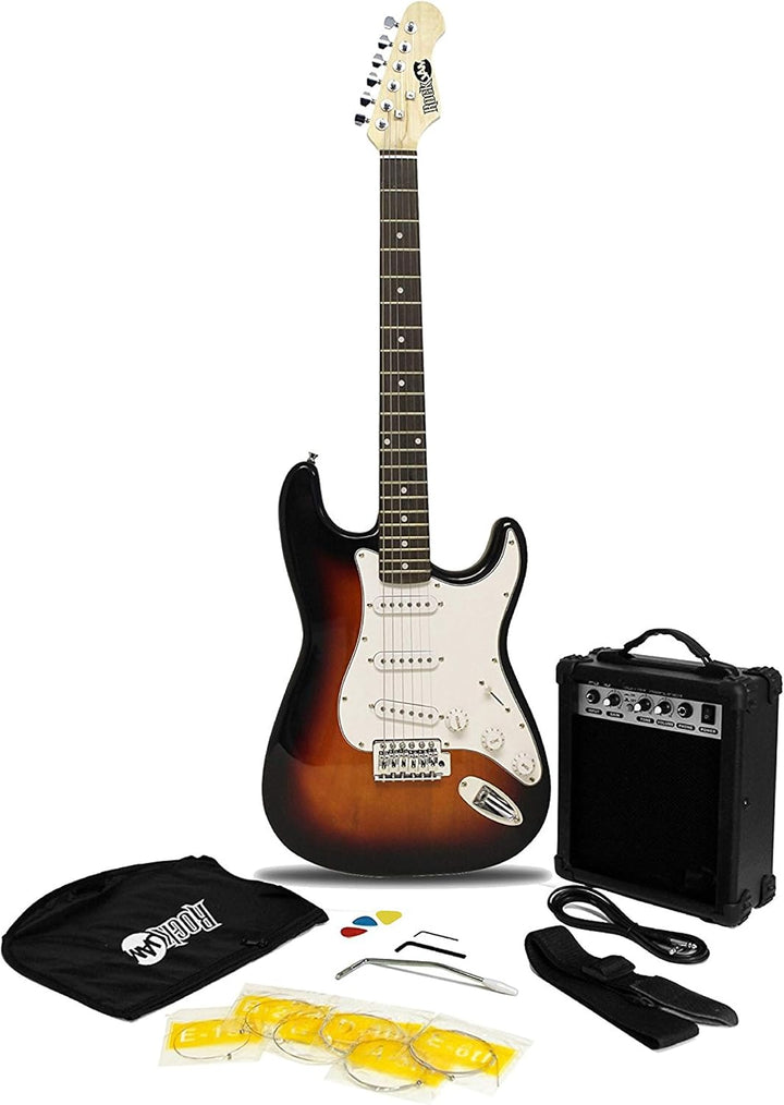 RockJam Full Size Electric Guitar Kit with 10-Watt Guitar Amp, Lessons, Strap, Gig Bag, Picks, Whamm
