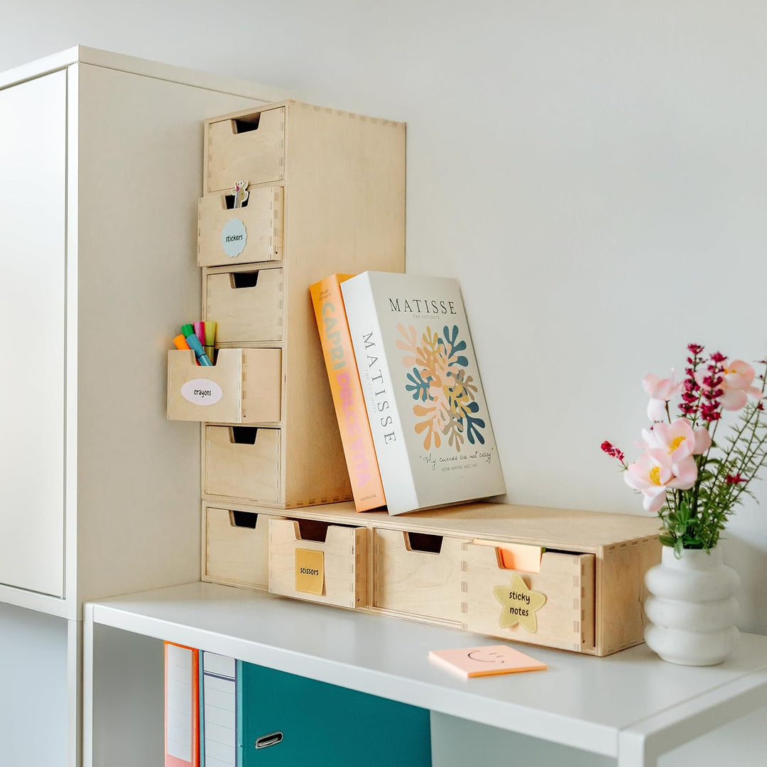Creative Deco Schubladenbox Schubladenelement 4 Schubladen | 56x20,5x10 cm | (+/- 1 cm) | Mini-Kommo