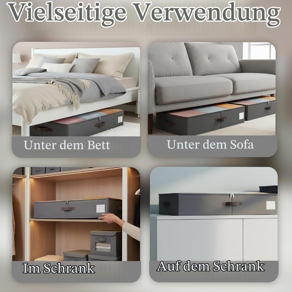 SYEXDZON Unterbett Aufbewahrungsbox, Unterbettkommode Mit Stützplatten Rundum und Darunter, 2 Stück