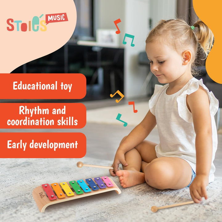 Stoie's 8 Fliesen Regenbogenfarben C-Key Xylofon Klavier Keyboard Spielzeug für Kinder Kleinkinder m