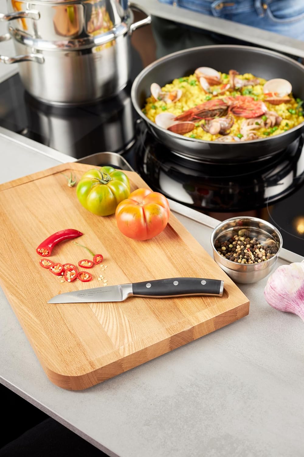 RÖSLE ELEGANCE Wokpfanne, Hochwertiger Edelstahlwok mit robuster Keramikversieglung ProCera, 28 cm,