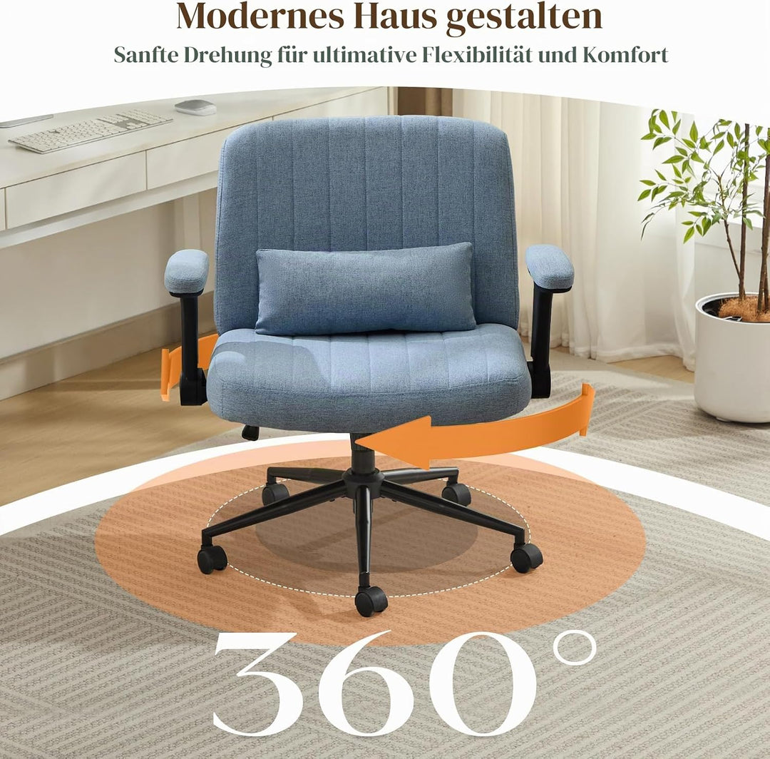 SAMERY Bürostuhl Schreibtischstuhl mit klappbaren Armlehnen, extra breiter Sitz für Schneidersitz, h