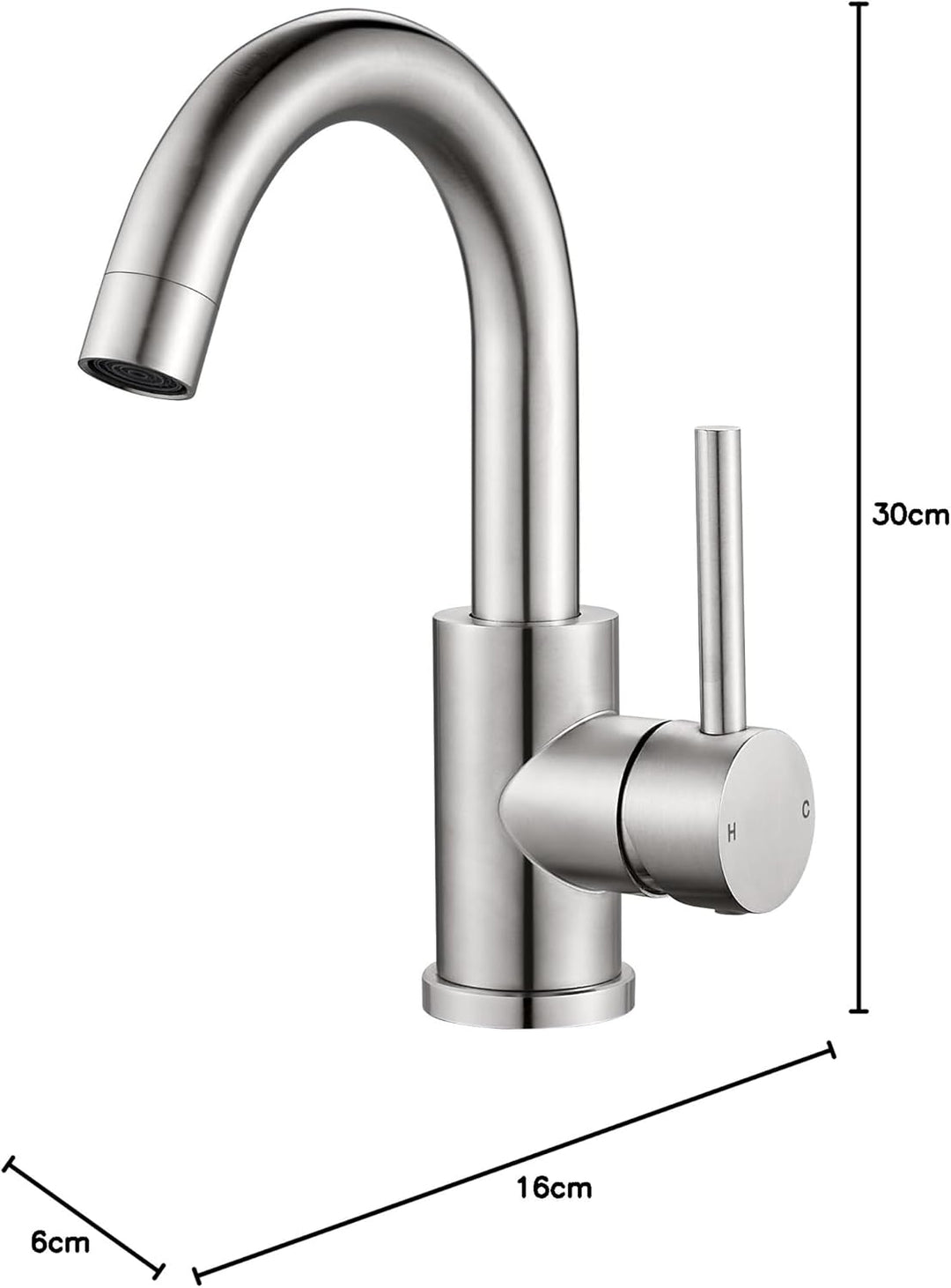 Wasserhahn Bad 360° Drehbar, Edelstahl Waschtischarmatur Armaturen Waschbecken Hoch, Einhebelmischer