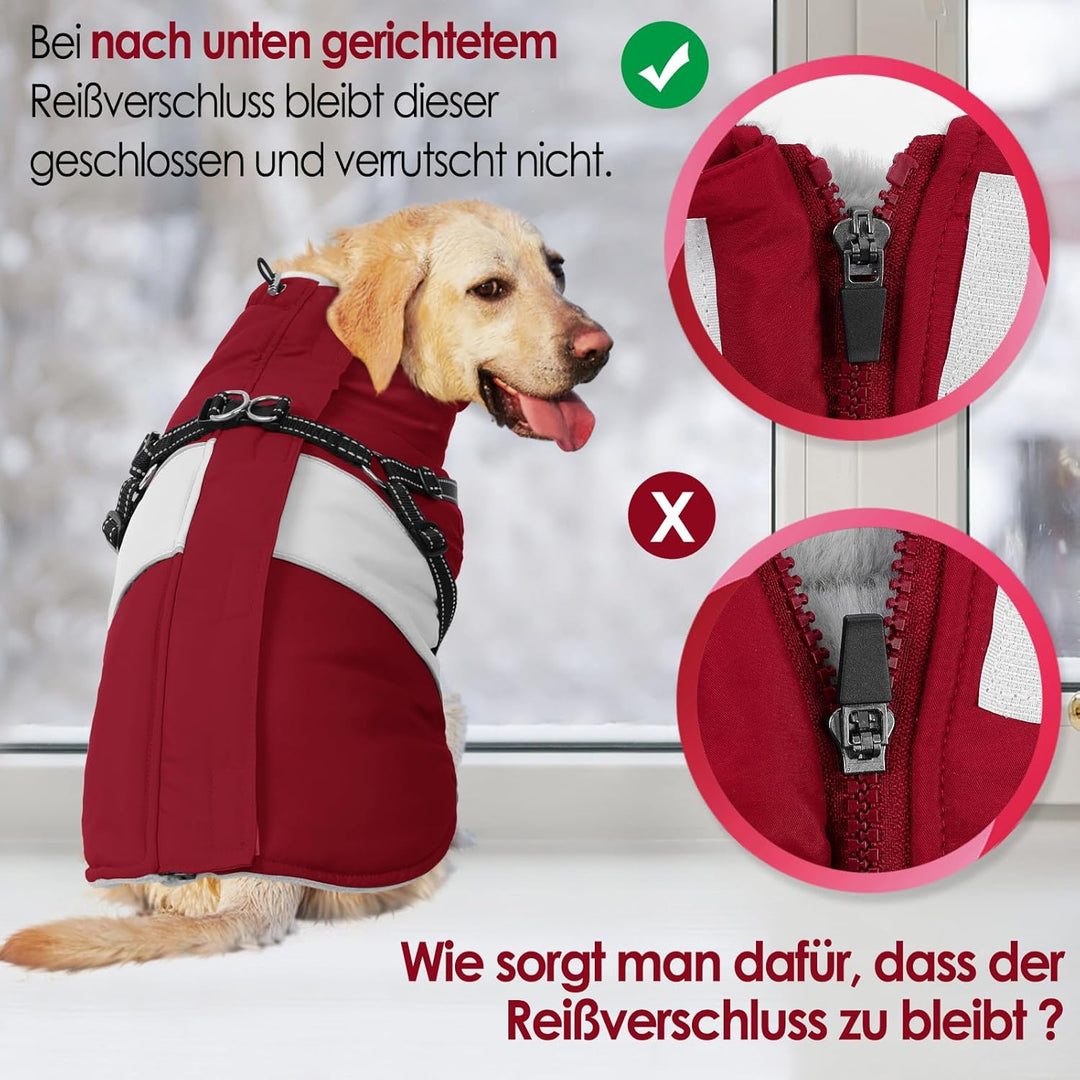 AOFITEE Hundejacke Mittelgrosse Hunde, Winter Wasserdicht Hundejacke Hundemantel mit Geschirr, Warme