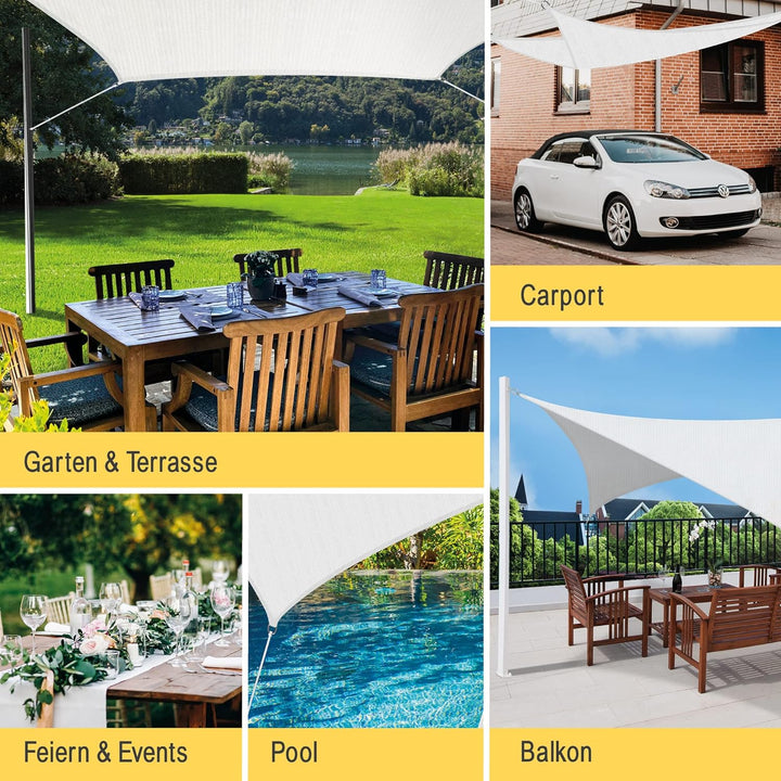 Sol Royal Sonnensegel rechteckig 3x4m Wasserdurchlässig HDPE Atmungsaktiver Balkon Terrasse Segeltuc