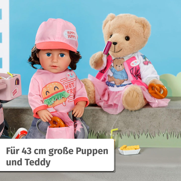 Baby Born Snack Shop Outfit, Outfit mit Cap, Schuhen und Rucksack für 43cm Puppen, 835944 Zapf Creat