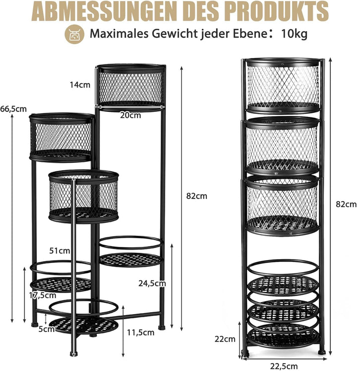 RELAX4LIFE Pflanzenständer Metall, Blumentopfhalter 6 Stufen, Blumenständer mit Drehbarem Design, Bl