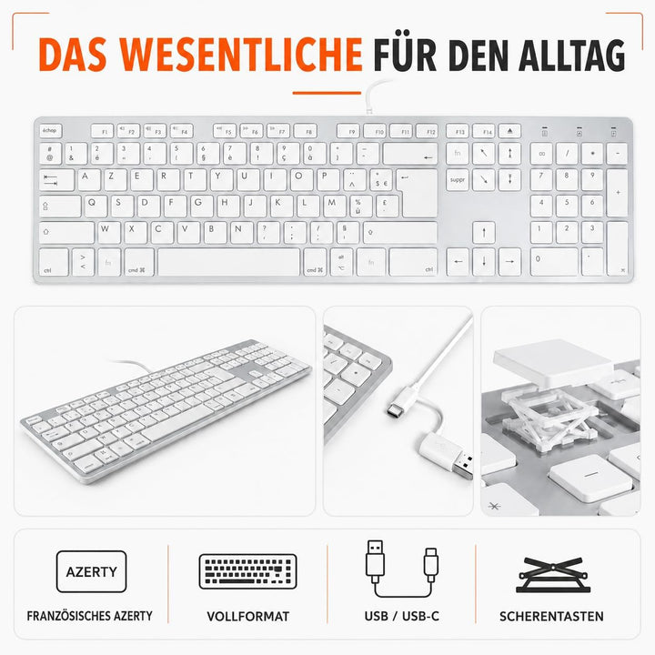 Mobility Lab Design Touch USB Mac Tastatur AZERTY Weiss- Tastaturen (Verkabelt, USB, AZERTY, Weiss)