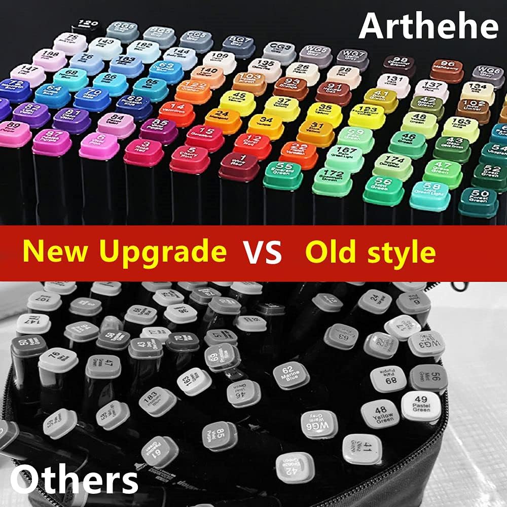 168 Farben Graffiti Stifte + 2 Nr. 0 Farbmischstifte, ARTHEHE Twin Tip Marker Stifte Set für Manga D