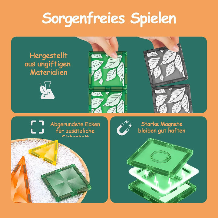 Olvy Magnetische Bausteine STEM Spielzeug Magnetbausteine ab 3 Jahre Dschungel, Dschungel