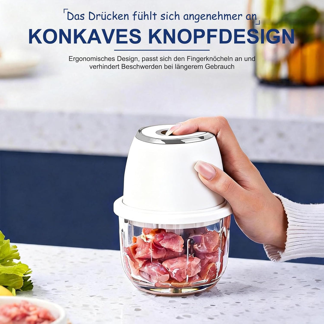 Zwiebel Zerkleinerer, Zerkleinerer Küche,350 ml,6 Edelstahlklingen,Mit Typ-C-Ladekabel für die heimi