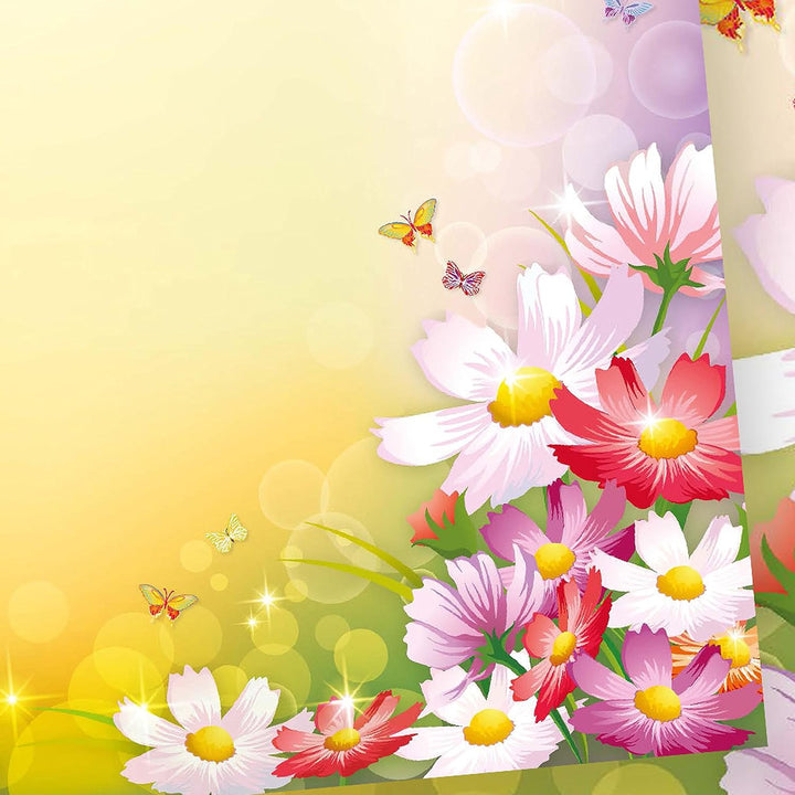 Schreibblöcke DIN A4 Liniert Florentina 10 BLÖCKE Briefpapier-Block Bunte Blumen, 10 Blöcke