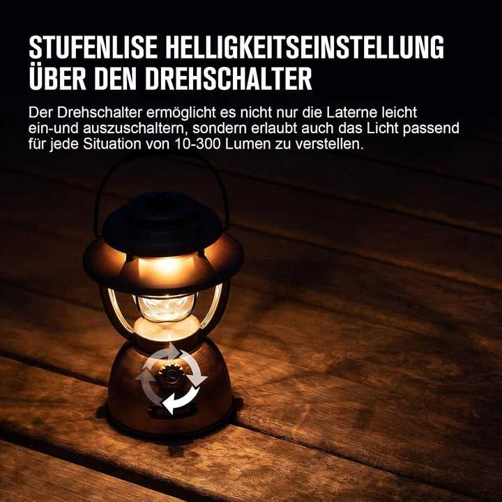OLIGHT Olantern Classic 2 Pro Campinglampe 300 LM, LED Laterne im Retro-Stil Stufenlos Dimmbar, Nots