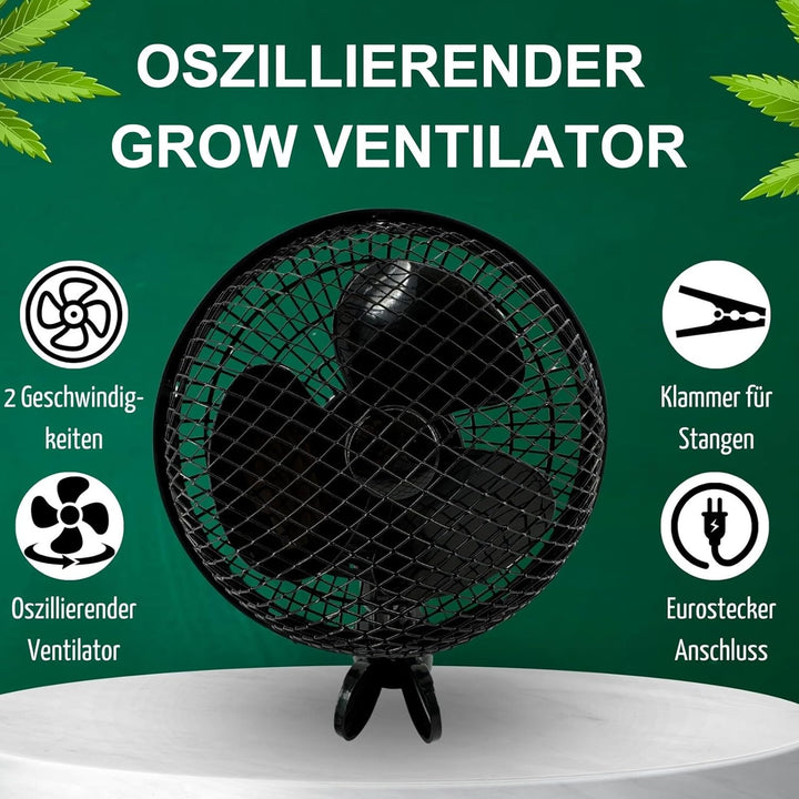 2 Geschwindigkeitsstufen Grow Ventilator, Oszillierender Clip Ventilator für Grow Zelte (1 Stück), 1