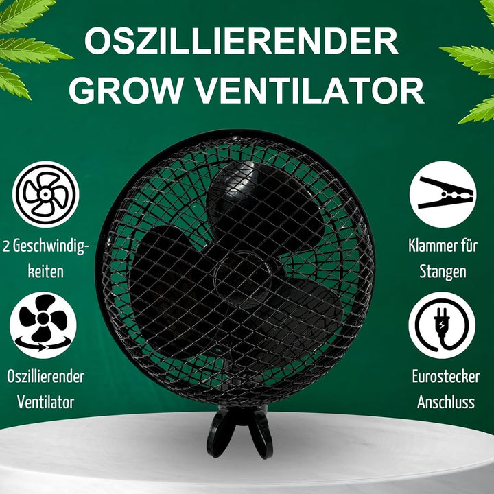 Grow Ventilator Oszillierend, 20 W Clip Ventilator Klemmbar, Ideal für Grow Zelt (2 Stück), 2 Stück
