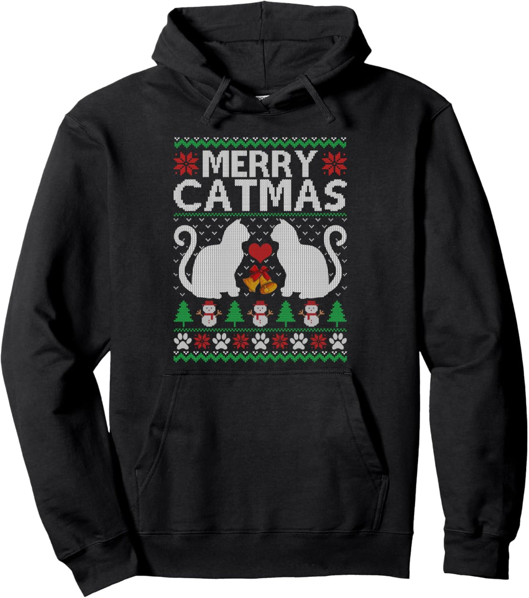 Merry Catmas Weihnachtspullover mit Katzenmotiv Pullover Hoodie