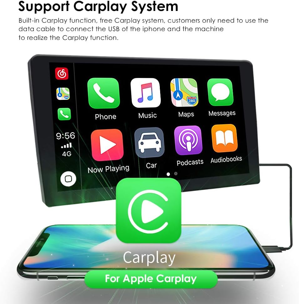 hizpo Android 10 Autoradio Stereo Kopfeinheit 7 Zoll mit Carplay Mirror Link Touchscreen In Dash GPS