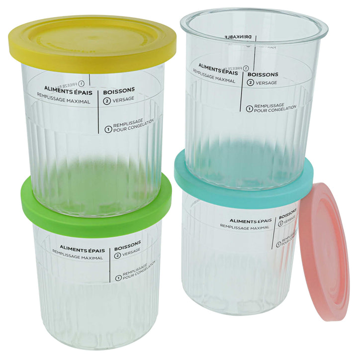vhbw 4x 680 ml Behälter kompatibel mit Ninja CREAMI NC501, NC500 Eismaschine - Becher mit Deckel, BP