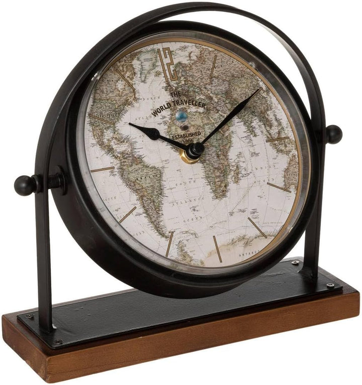 Tischuhr Flavia, Metall und Holz, schwarz, h20 cm - Atmosphera créateur d'intérieur